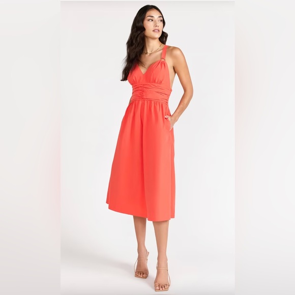 New York and Company Sleeveless Cotton Crossback Midi Dress - Crescent - Picture 1 of 3